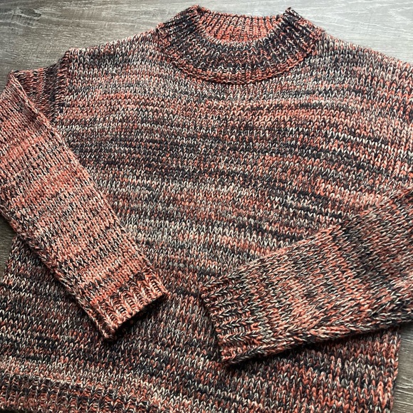 &merci Orange and Black Multicolor Knit Sweater Size Medium - Picture 2 of 4